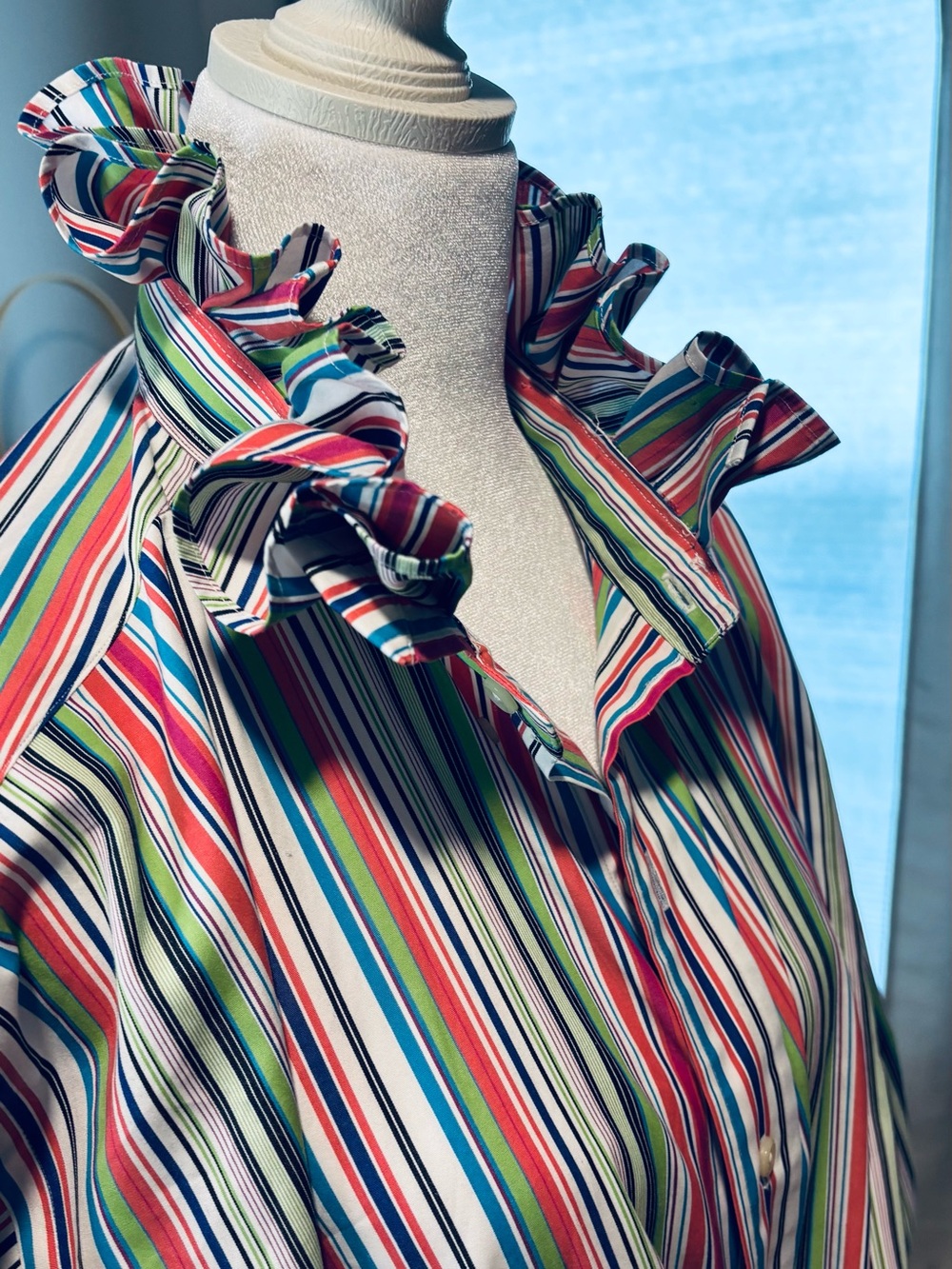Polo by Ralph Lauren Multicolor Striped Ruffle-Collar Button-Down - Picture 9 of 11